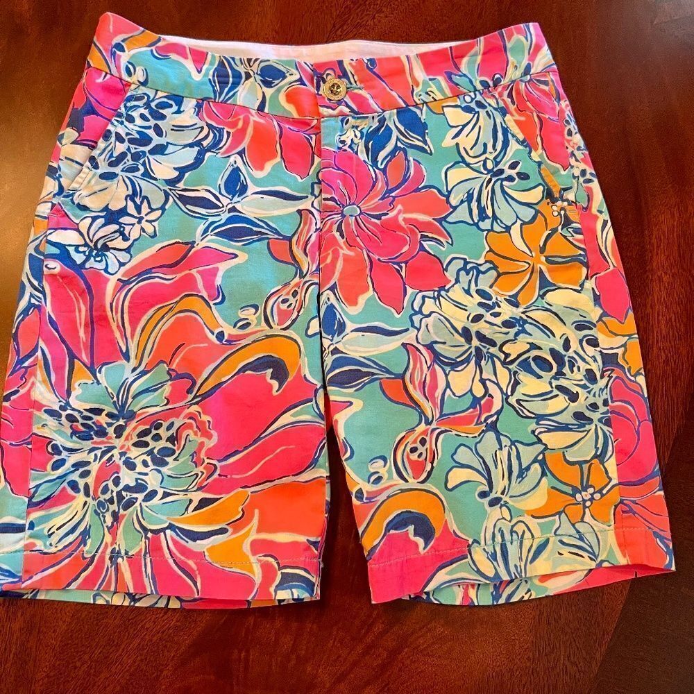 Lilly Pulitzer Floral Print Shorts - Pink, Blue, Orange
